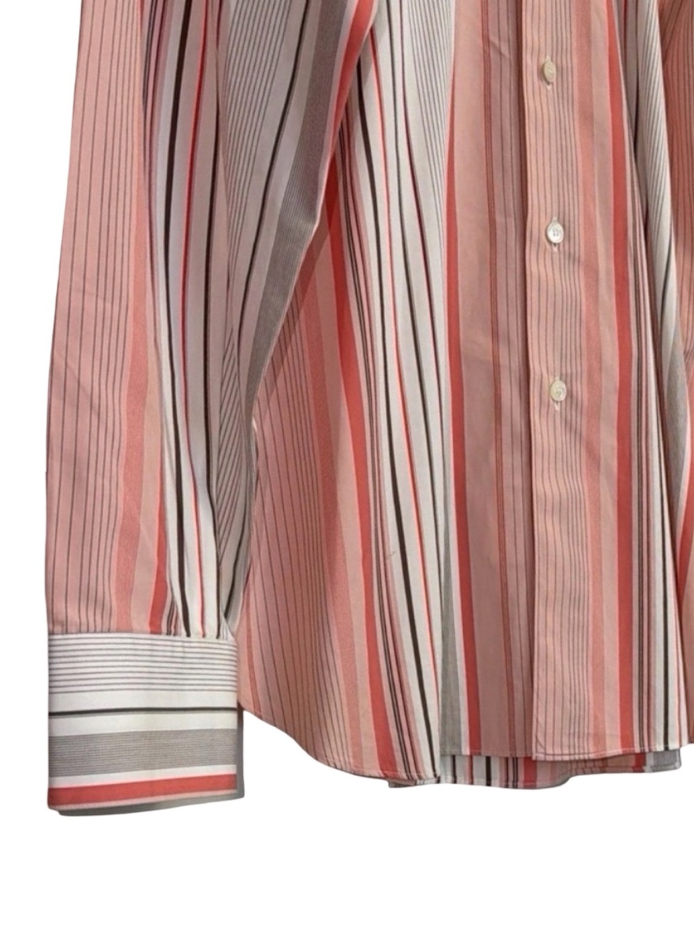 Salvatore Ferragamo Men's Pink Gray Striped Dress Shirt | Cotton | Made in Italy - Picture 8 of 13